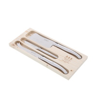 Jean Dubost Laguiole Simplicite Stainless Steel - 3pc Cheese Set with Cleaver