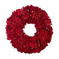 RAZ Holly & Pine - 40cm/15.75" Red Glittered Floral Wreath