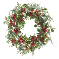 RAZ Christmas Traditions - 60cm/24" Mixed Greenery, Berry and Ball Wreath