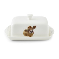 Royal Worcester Wrendale Designs - 18cm/7" Cow Covered Butter Dish