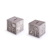 Whitehill Baby - Pewter Effect Alphabet Cube Money Box