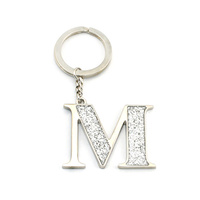 Whitehill Keyrings - Faux Silver Glitter Keyring "M"