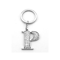 Whitehill Keyrings - Faux Silver Glitter Keyring "P"