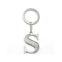 Whitehill Keyrings - Faux Silver Glitter Keyring "S"