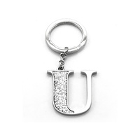 Whitehill Keyrings - Faux Silver Glitter Keyring "U"