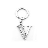 Whitehill Keyrings - Faux Silver Glitter Keyring "V"