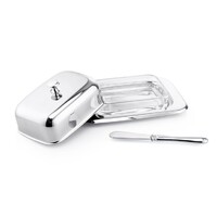 Whitehill Tableware - Stainless Steel Rectangular Butter Dish & Butter Knife