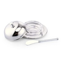 Whitehill Tableware - Stainless Steel Round Butter Dish & Butter Knife